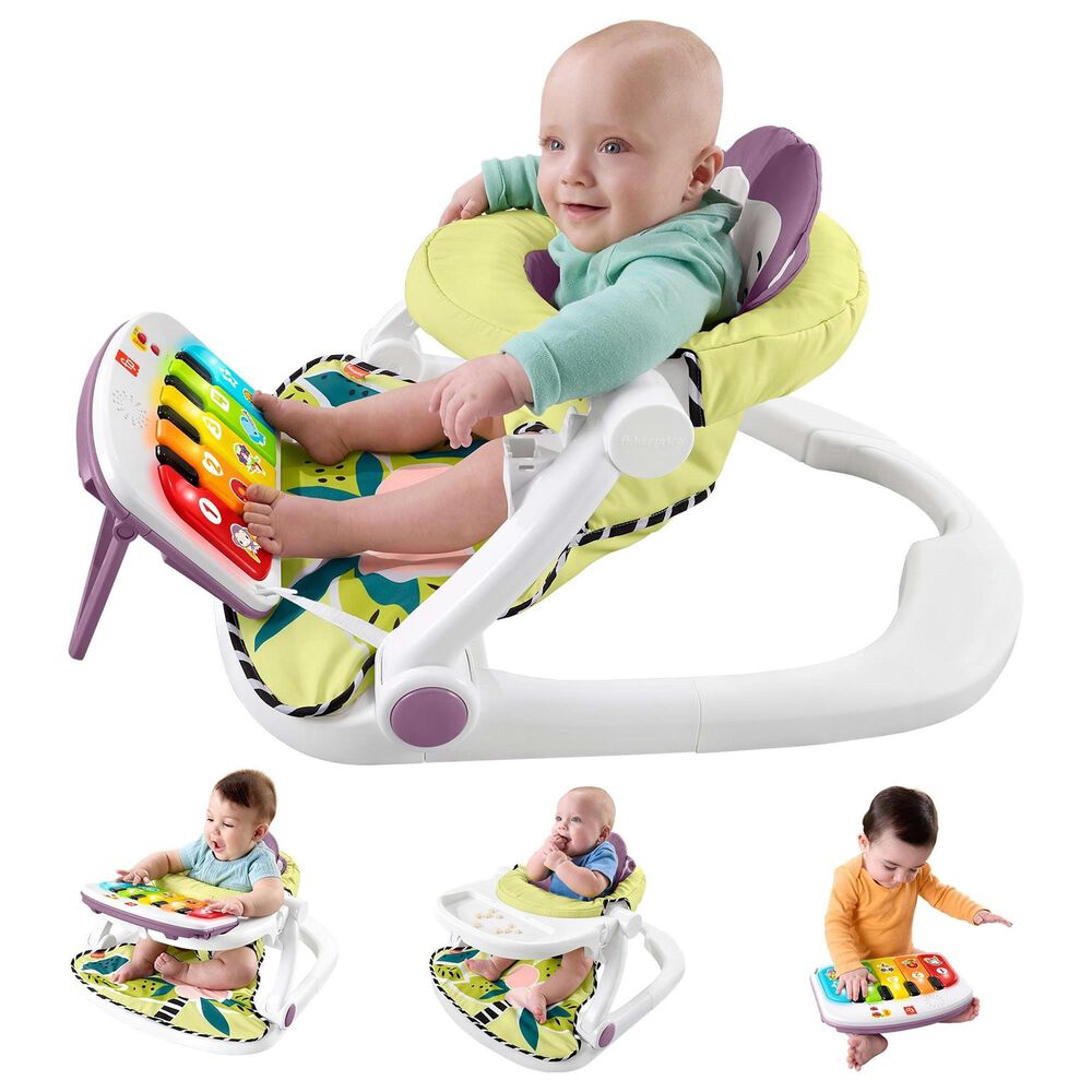 Fisher Price Monkey Baby Chair Kick and Play Deluxe Sit-Me-Up Seat in Purple and Multicolor, , large