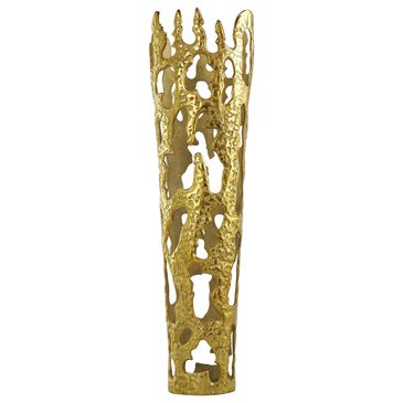 Maple and Jade 9" Abstract Drip Decorative Vase with Melting Designed Body in Satin Gold, , large