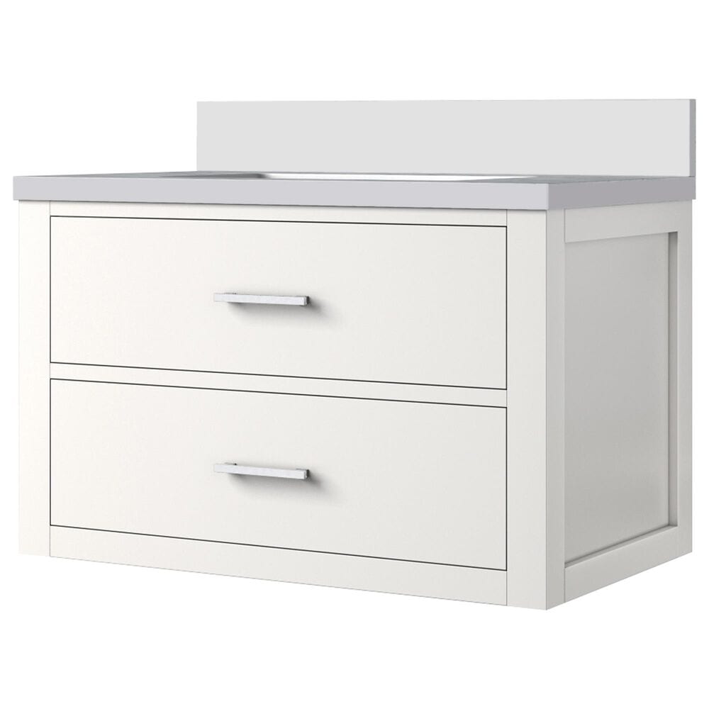 Lexora Home Castor 30" Single Bathroom Vanity in White with 2 cm White Cultured Marble Top and Rectangular Sink, , large