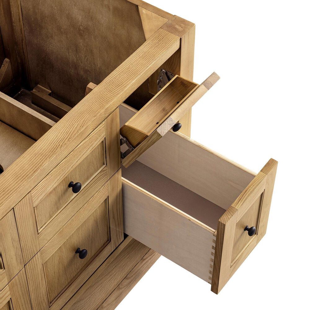 James Martin Vanities Breckenridge 36&quot; Single Bathroom Vanity in Light Natural Oak with Single Hole 3 cm White Zeus Quartz Top and Rectangular Sink, , large