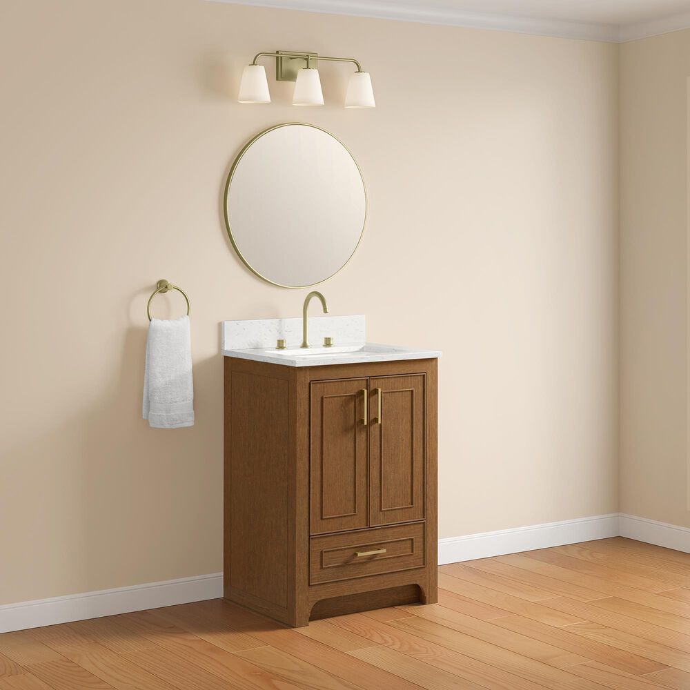 37B Lucerne 24" Single Bathroom Vanity Cabinet in Dark Maplewood with Marble Top and Backsplash, , large
