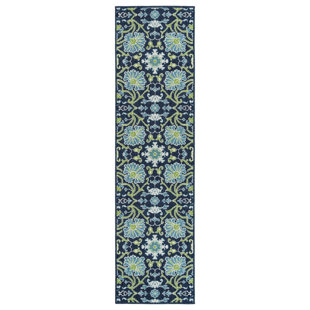 Kaleen Rugs Sunice 2"2" x 8" Navy, Lime Green and Light Blue Runner, , large