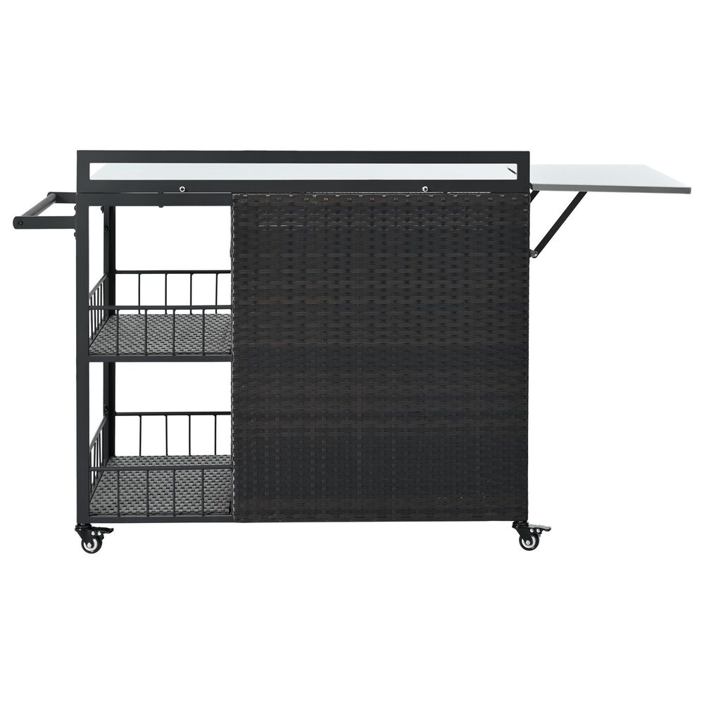 Hearth and Haven Patio Serving Cart in Dark Brown, , large