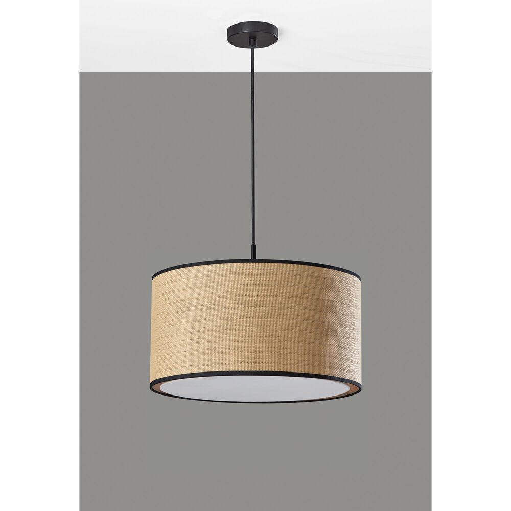 Adesso Harvest 1-Light Large Drum Pendant in Black, , large