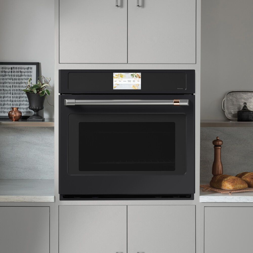 Cafe 2-Piece Kitchen Package with Matte Black 30" Smart Built-In Convection Single Wall Oven and Black 30" Touch Control Induction Cooktop, , large
