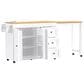 HOMLUX 74.8" Kitchen Island with Extendable Dining Table in White and Natural, , large