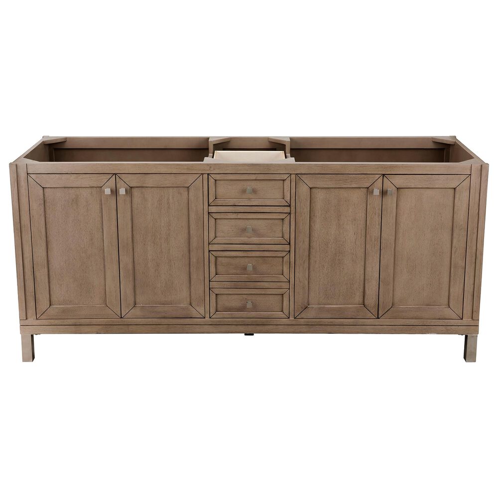 James Martin Chicago 72" Double Vanity Cabinet in White Washed Walnut and Chrome, , large