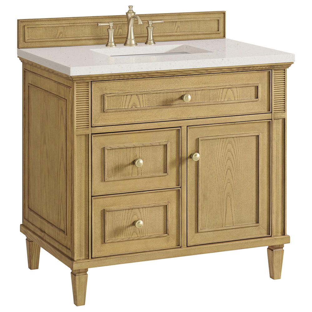 James Martin Vanities Lorelai 36" Single Vanity in Light Natural Oak with 3 cm Lime Delight Quartz Top, , large