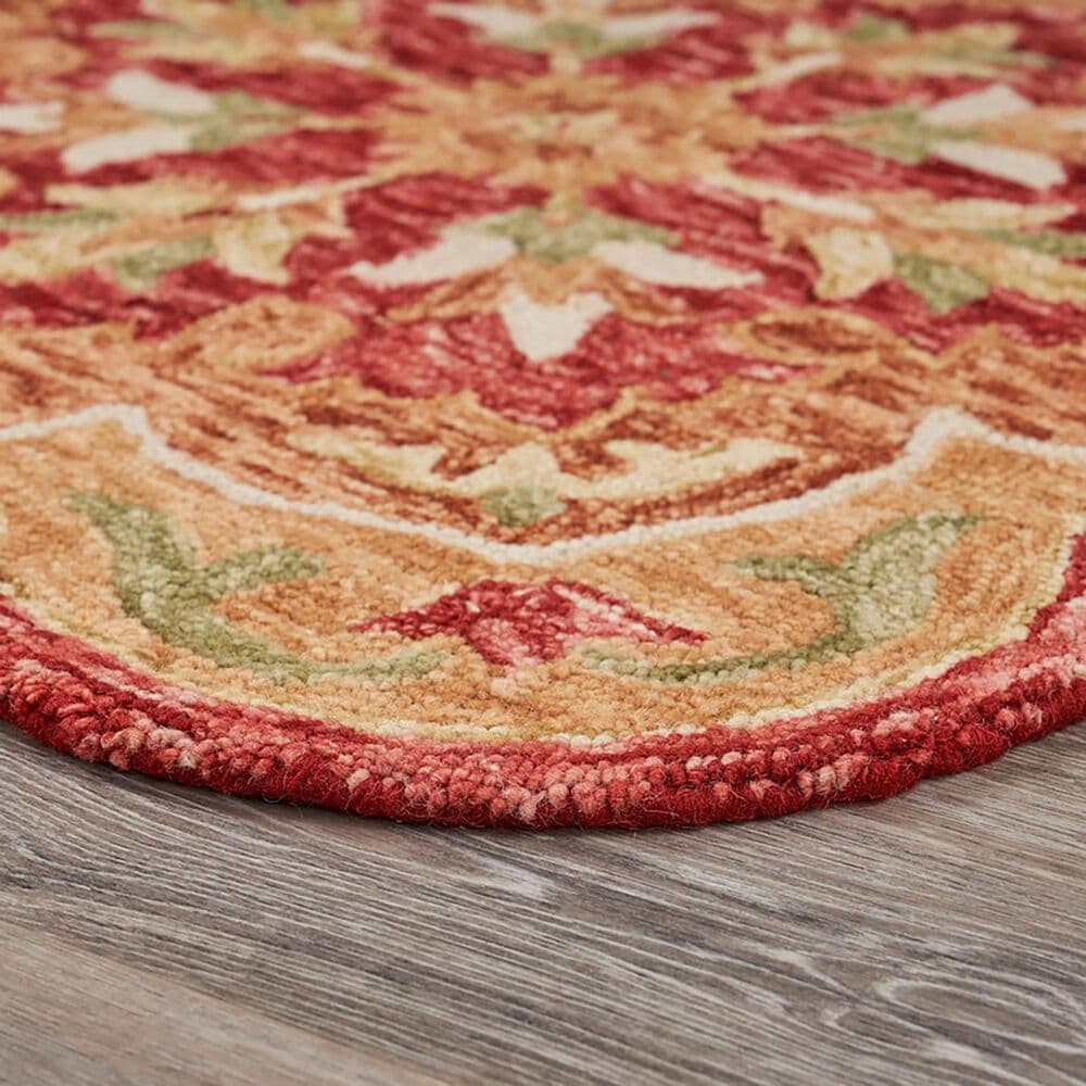 L&amp;R Resources Sinuous Floral Medallion 6&#39; Scalloped Red and Multicolor Area Rug, , large