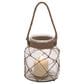 Maple and Jade Handmade Indoor/Outdoor Candle Lantern with Hanging Rope in Brown and Clear, , large