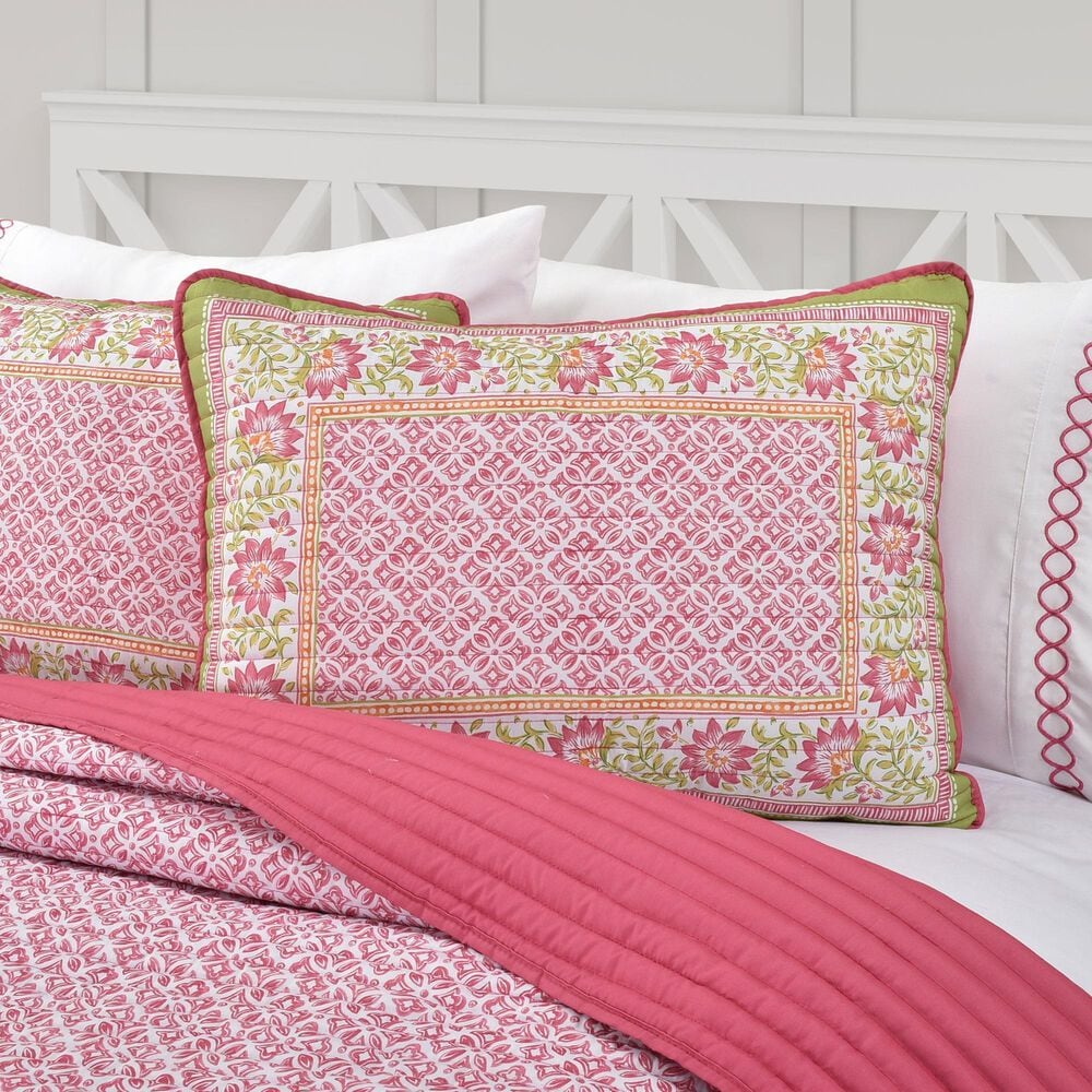 J. Queen New York Shiloh 3-Piece Full/Queen Quilt Set in Pink, Green and Orange, , large