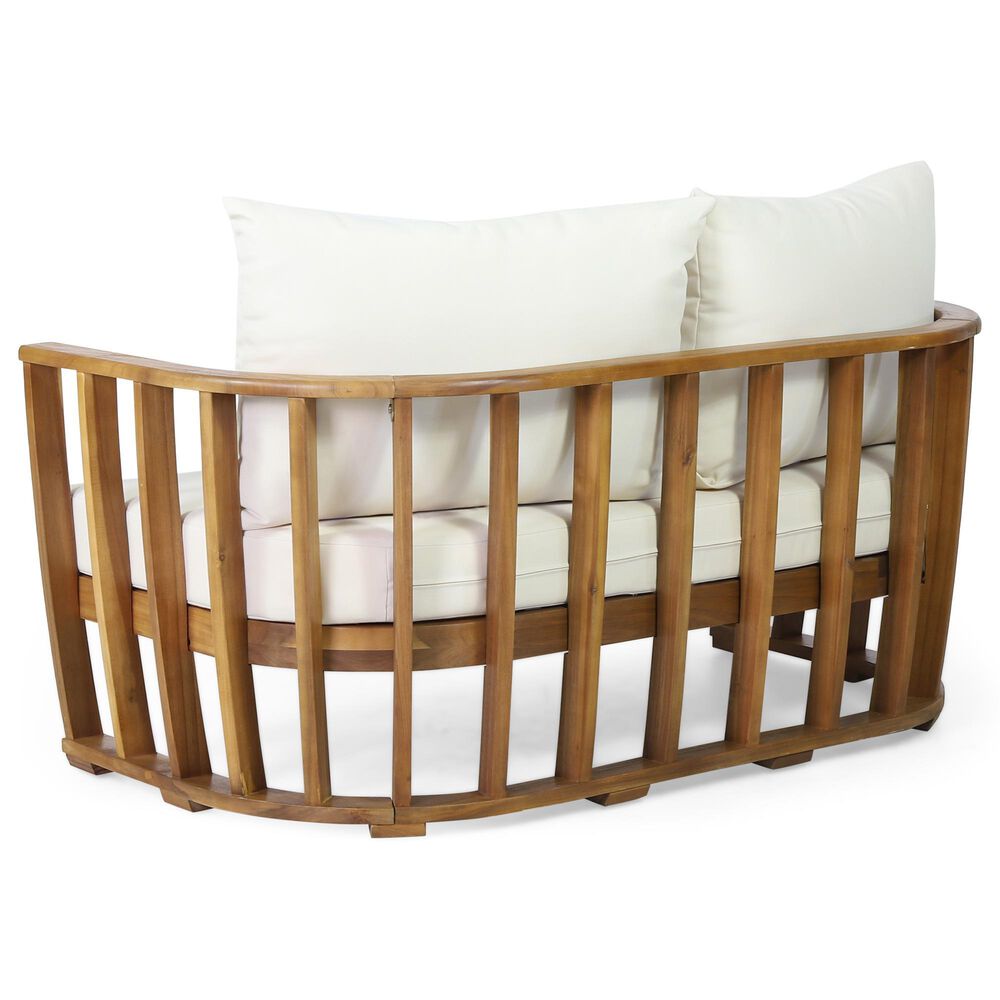 Hearth and Haven 2-Piece Outdoor Conversation Set with Beige Cushion in Teak, , large