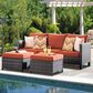 HOMLUX 3-Piece 77" Patio Sofa and Ottoman Set in Orange, , large