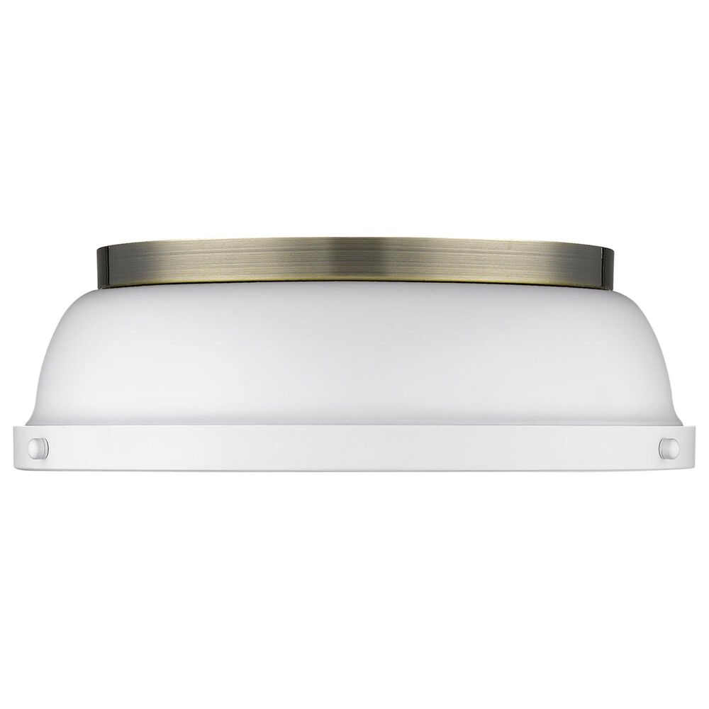 Golden Lighting Duncan Flush Mount in Aged Brass with White Shade, , large