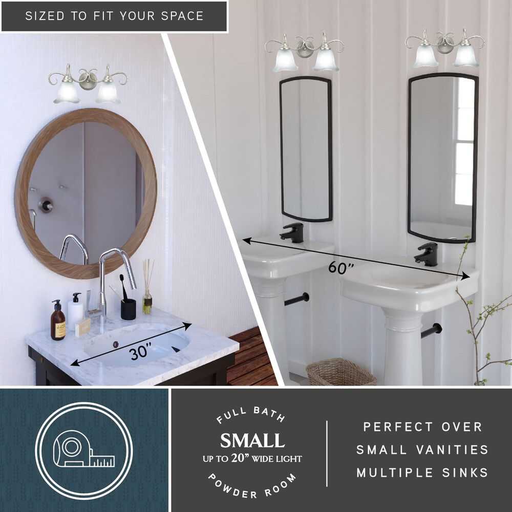 Vaxcel Bella 2-Light Bathroom Vanity Fixture in Brushed Nickel, , large