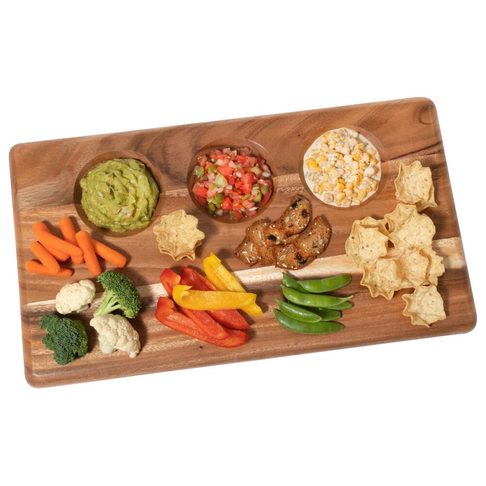 Lipper 3 Dip Serve Board in Brown, , large