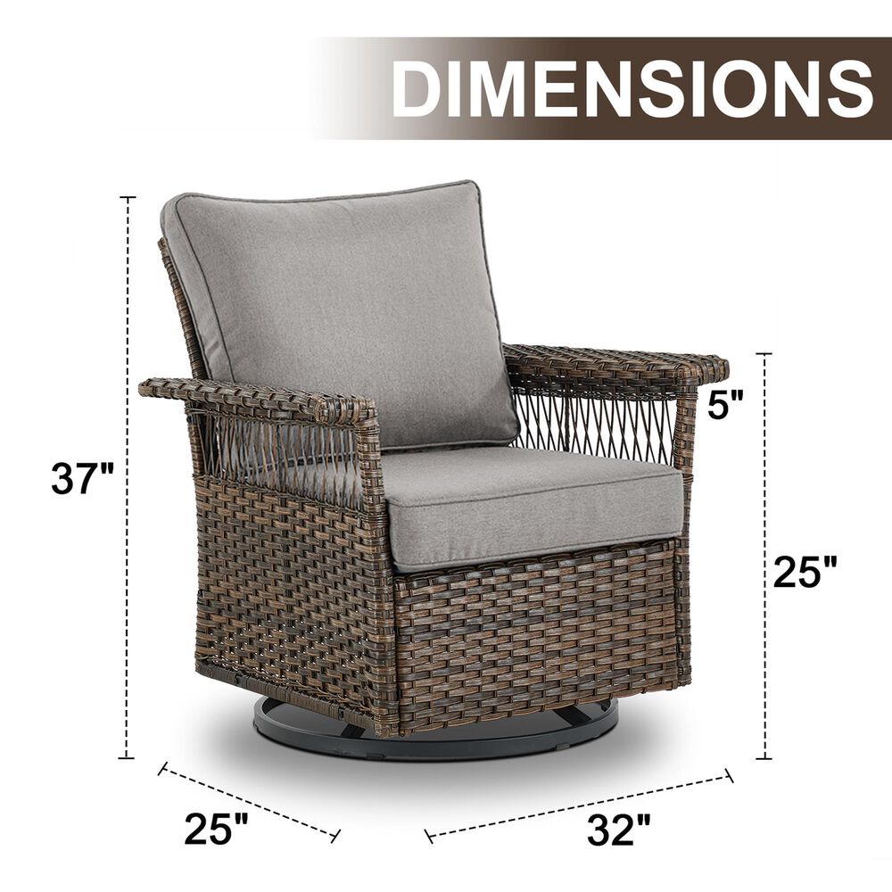 Sunwell Garden Patio Swivel Glider Chair in Gray (Set of 2), , large