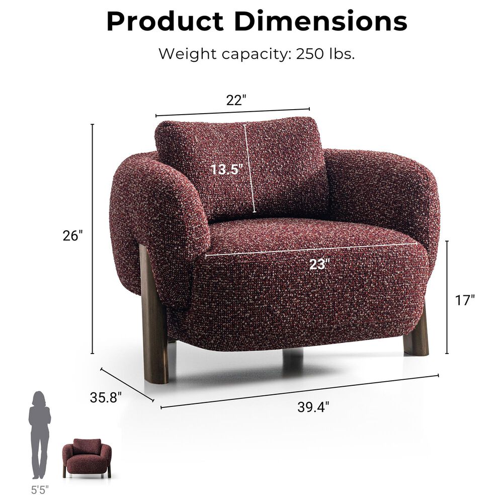 Furniture of America Premier Accent Chair in Burgundy Tweed, , large