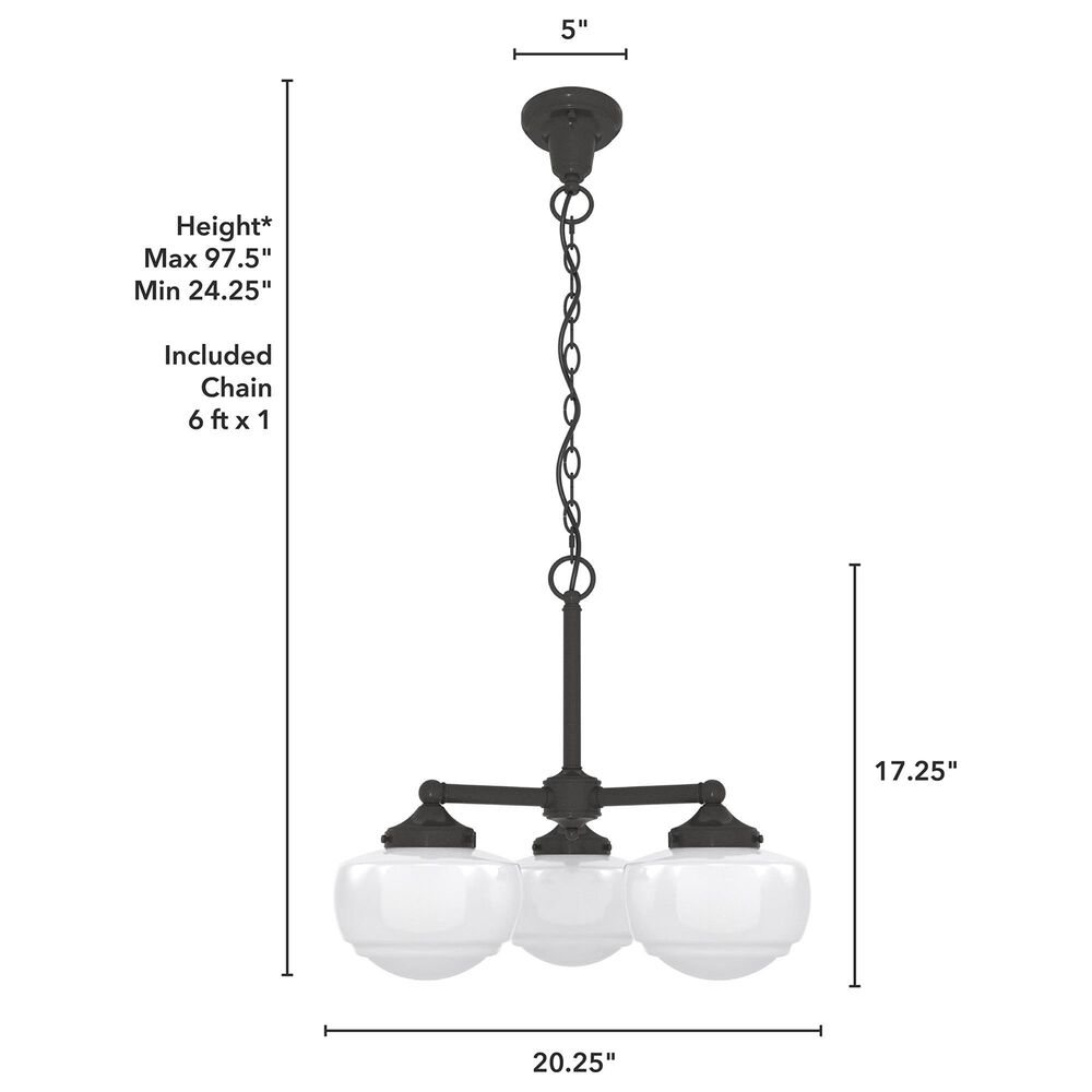 Hunter Saddle Creek 3-Light Chandelier with White Shade in Noble Bronze, , large