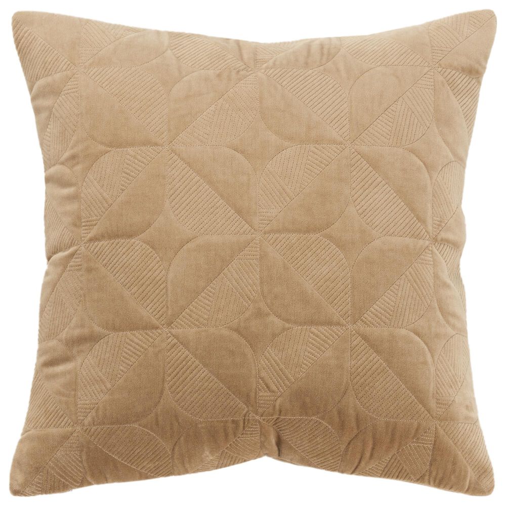 Rizzy Home 20" x 20" Floral Down Filled Throw Pillow in Tan, , large