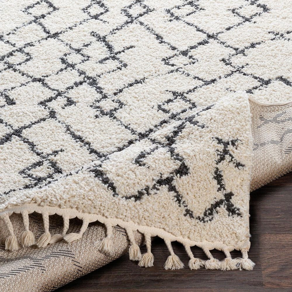Surya Berber Shag BBE2301 6&#39;7&quot; x 9&#39; Charcoal and Beige Area Rug, , large