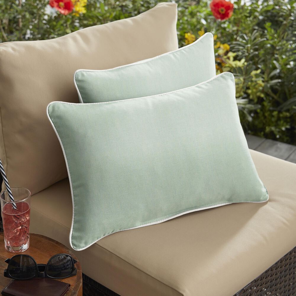 Sorra Home Sunbrella 13" x 20" Pillow in Canvas Spa (Set of 2), , large