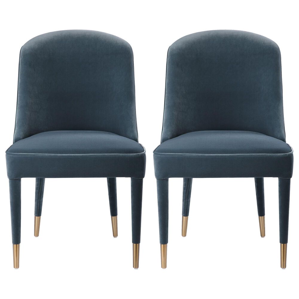 Uttermost Brie Armless Chair Set of Two in Blue, , large
