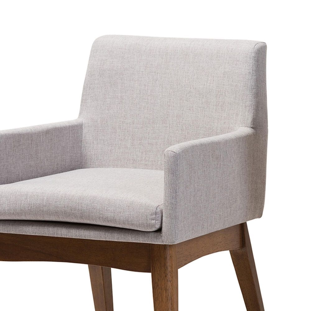 Baxton Studio Nexus Arm Chair with Greyish Beige Cushion in Walnut Brown (Set of 2), , large