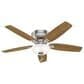 Hunter Kenbridge Low Profile 52" Ceiling Fan with LED Lights in Brushed Nickel, , large