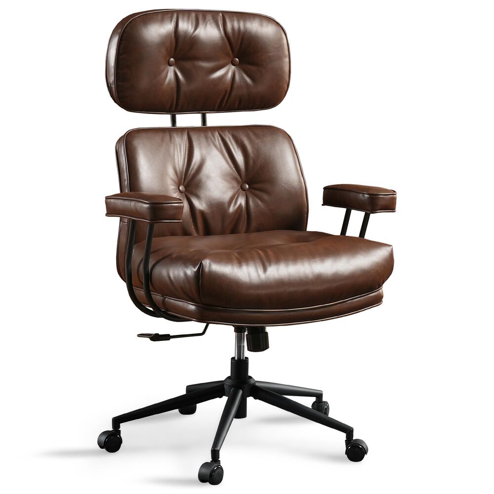 HOMLUX High Back Executive Office Chair with PU Leather in Dark Brown, , large