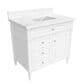 James Martin Brittany 36" Single Bathroom Vanity in Bright White with 3 cm White Zeus Quartz Top and Rectangular Sink, , large