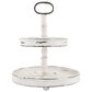 Creative Coop 2-Tier Tray with Metal Handle in Distressed Cream, , large