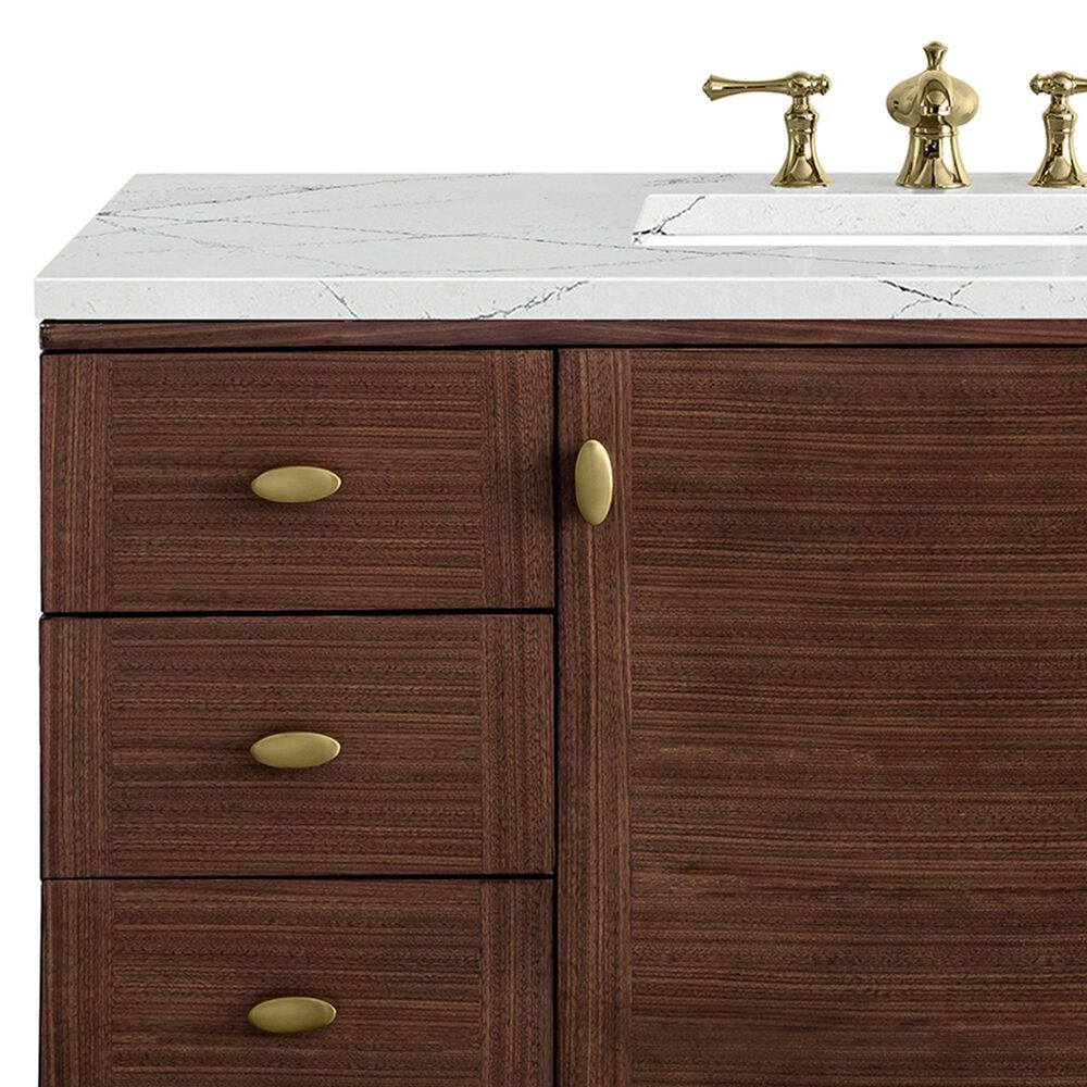 James Martin Vanities Amberly 48&quot; Single Bathroom Vanity in Walnut with 3 cm Ethereal Noctis Quartz Top and Rectangular Sink, , large