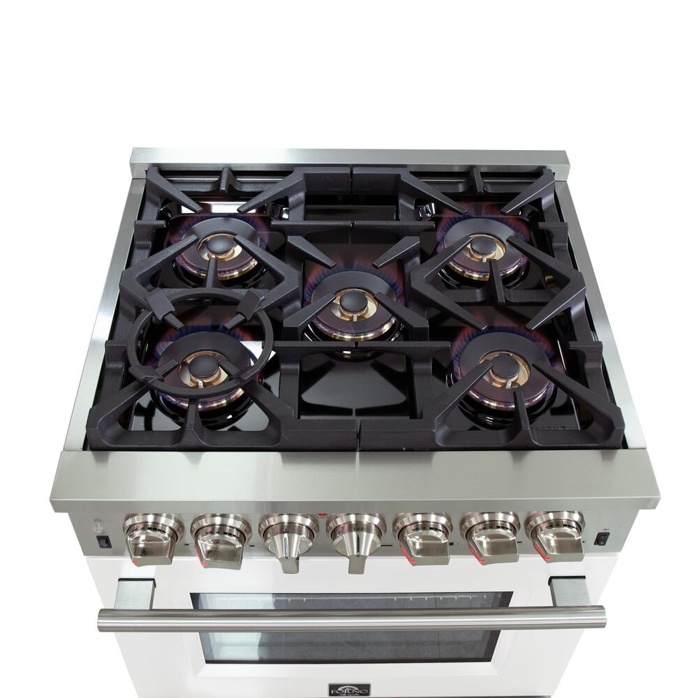 Forno Capriasca 30" Freestanding Dual Fuel Range in White and Stainless Steel, , large