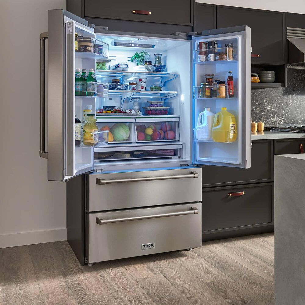 Thor Kitchen 36 Professional French Door Refrigerator with Freezer Drawers  in Stainless Steel