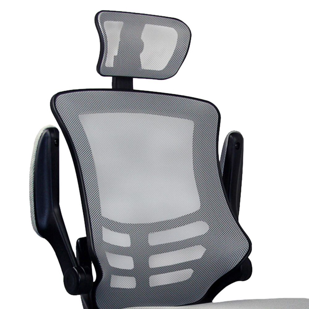 Rta Products Llc Modern High-Back Mesh Executive Office Chair with Headrest and Flip-Up Arms in Silver Grey, , large
