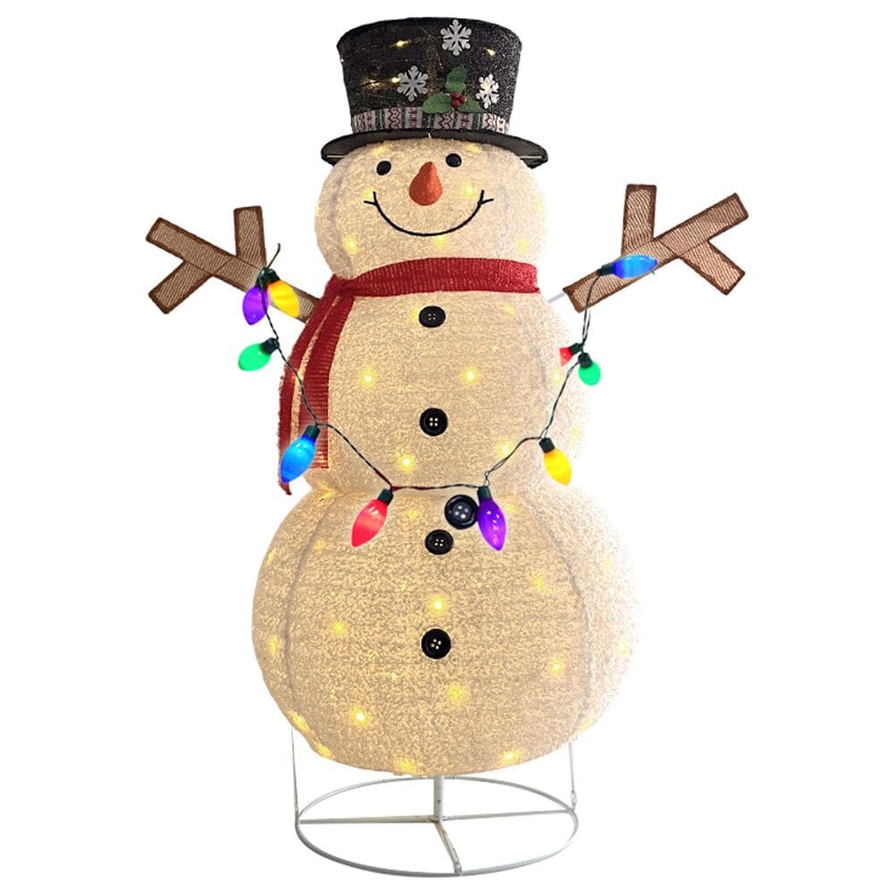 HOMLUX Stretch Snowman with LED Lights in White, , large