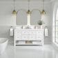 James Martin Vanities Breckenridge 60" Double Bathroom Vanity in Bright White with Single Hole 3 cm White Zeus Quartz Top and Rectangular Sinks, , large