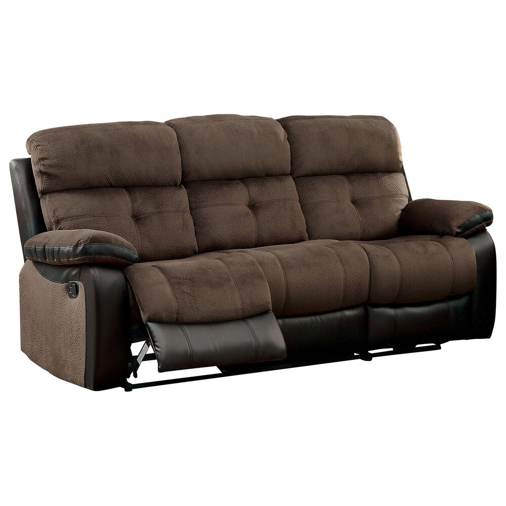 Furniture of America Engel 3-Piece Manual Reclining Living Room Set in Brown and Black, , large