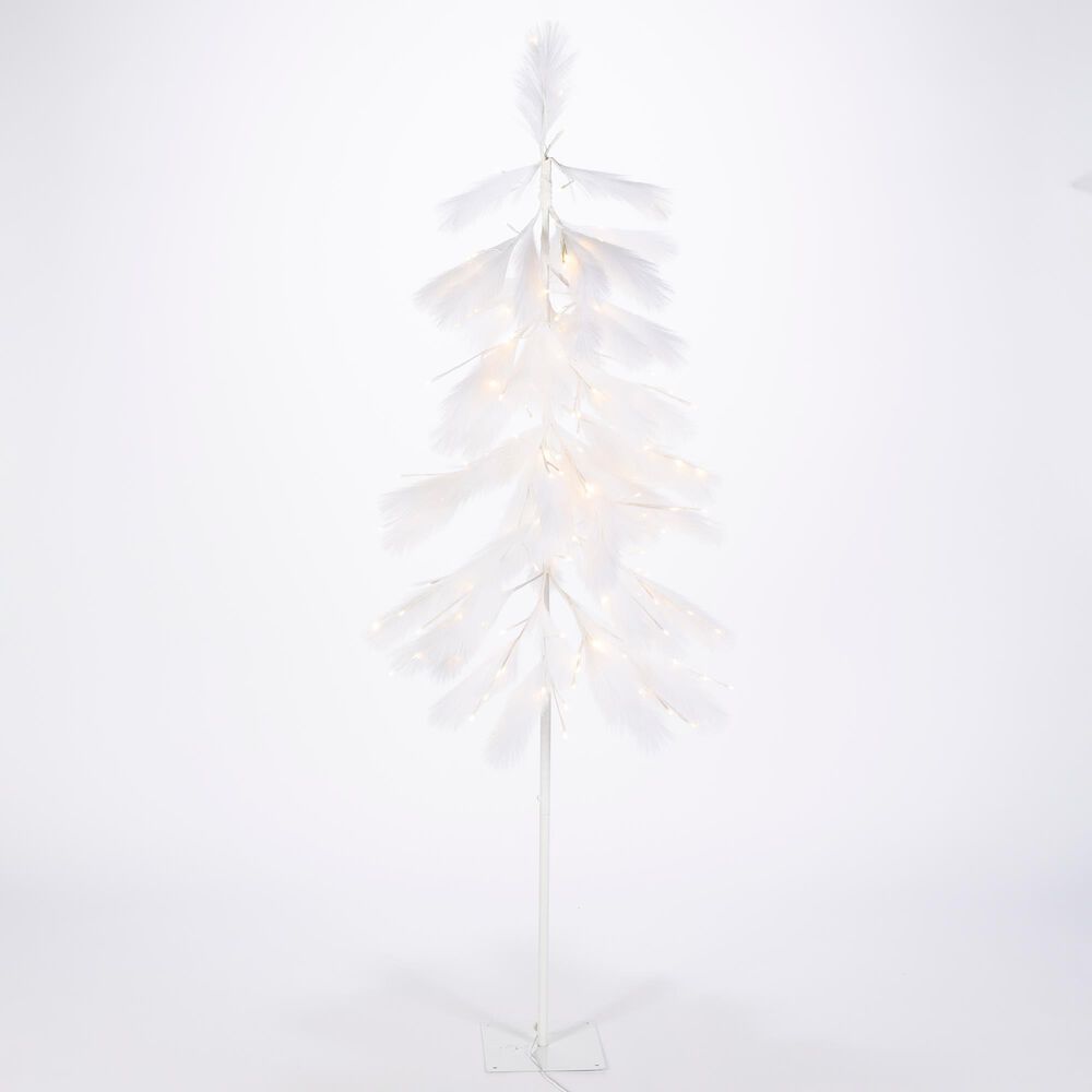 The Gerson Company 6" Pampas Grass Downswept Tree with 270 Warm White LED Lights in White, , large