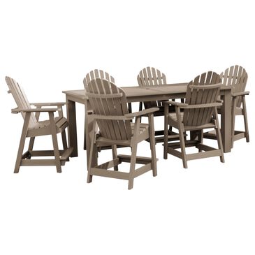 Highwood USA Hamilton 7-Piece 84" Rectangular Patio Counter Height Dining Set in Woodland Brown, , large