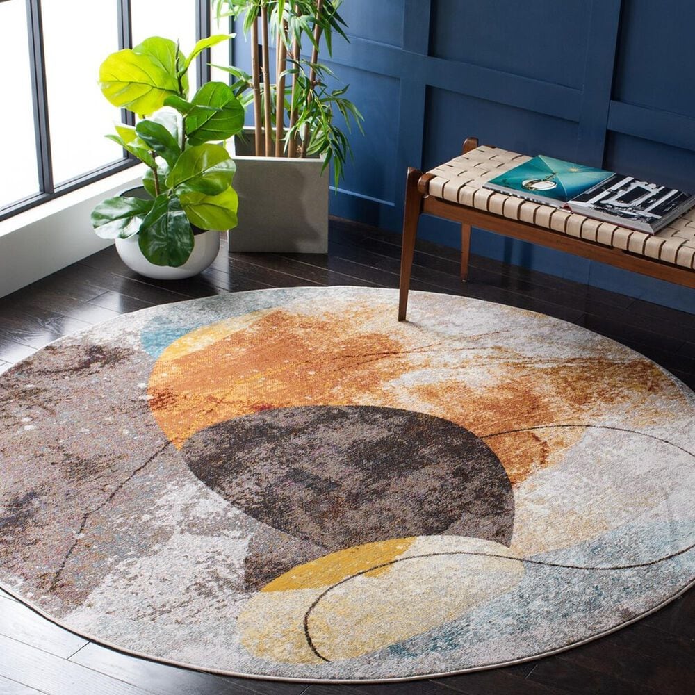 Safavieh Aria ARA180Q 6&#39;6&quot; Round Ivory and Red Area Rug, , large