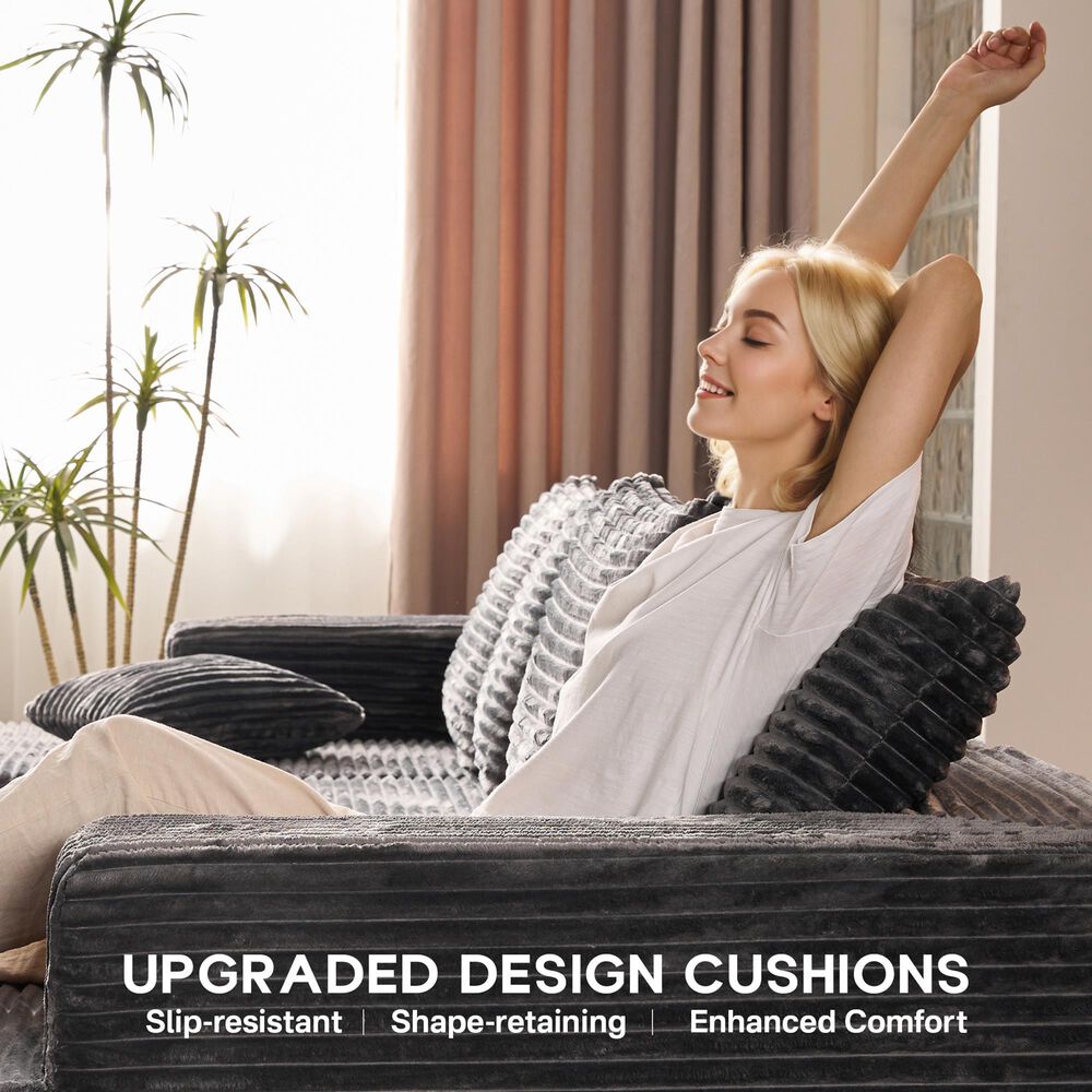 HOMLUX 134.6" Sectional Sofa with High Density Foam in Gray, , large