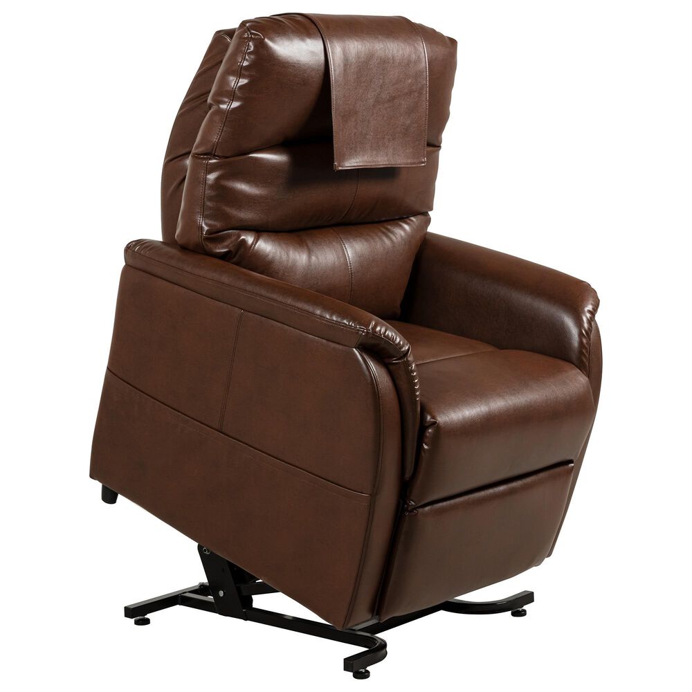 Lounge Destin Comfort Zone 1 Power Lift Recliner with Power Headrest in Chestnut, , large