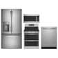 GE Profile 4pc Kitchen Package with Refrigerator, Range, Microwave, and Dishwasher in Stainless Steel, , large