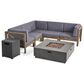 Noble House Culatra 7-Piece Patio Fire Pit Set in Gray, , large