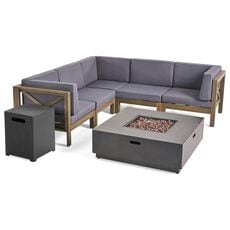 Noble House Culatra 7-Piece Patio Fire Pit Set
