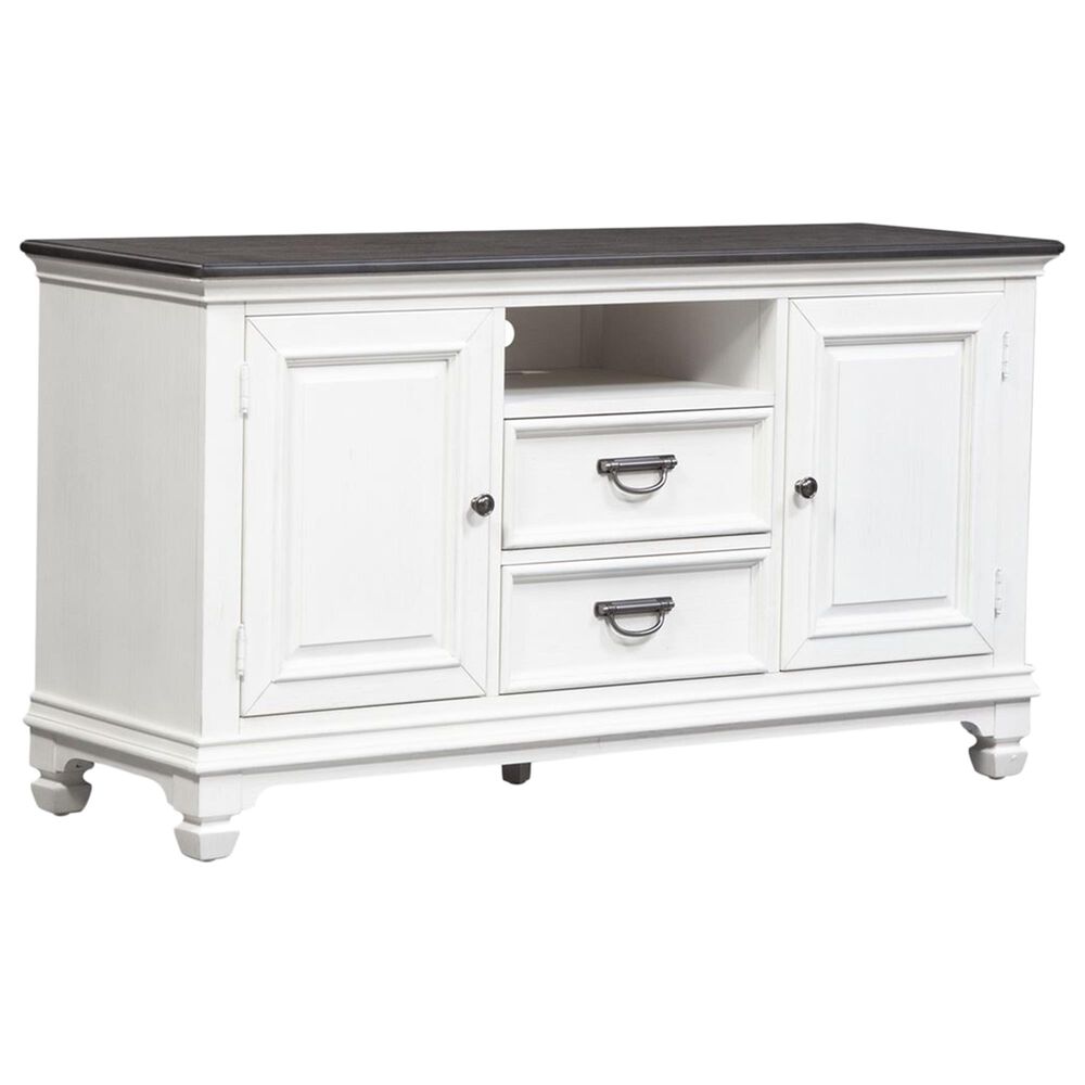 Belle Furnishings Allyson Park 56" TV Console in Wirebrushed White and Weathered Gray, , large