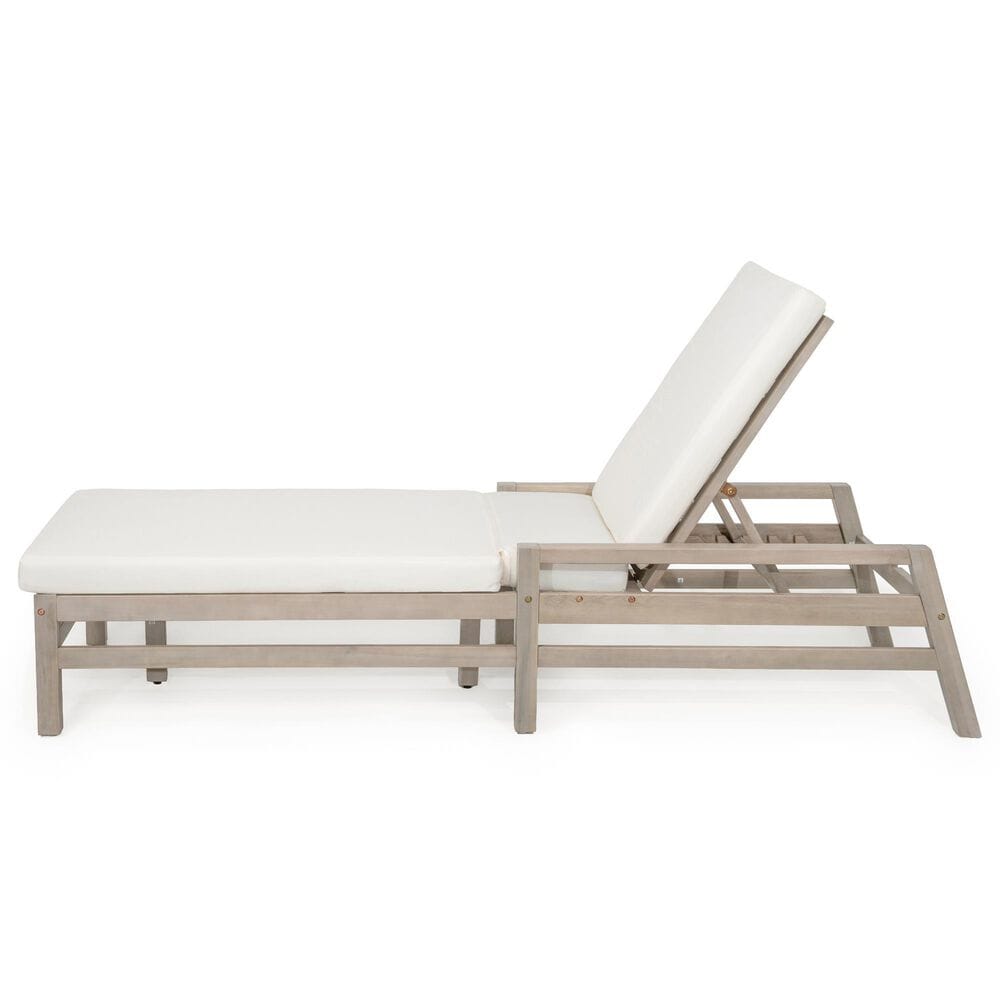 HOMLUX Patio Chaise Lounge with Square Backrest in Gray, , large