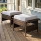 Sunwell Garden Outdoor Ottoman with Beige Cushion in Brown (Set of 2), , large